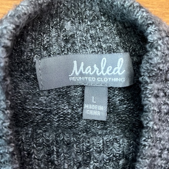 Marled Soft Heather Gray Turtleneck Sweater, Balloon Sleeves, Super Soft, Size M - Picture 6 of 13